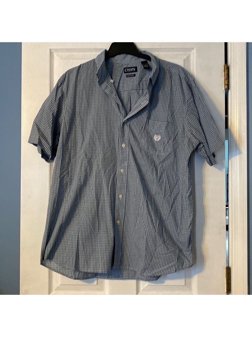 chaps men short sleeve button down shirt; size XL